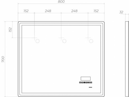Зеркало с подсветкой (80x70) Vigo Geometry Media z.GEO.80.Media